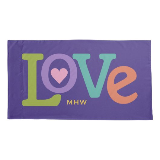 Aangepaste monogram handtassen van Colorful Love Kussensloop (Achterkant)