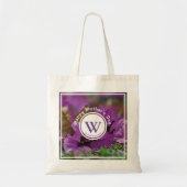 Aangepaste monogram HAPPY MOEDERDAG Paarse Floral Tote Bag (Voorkant)