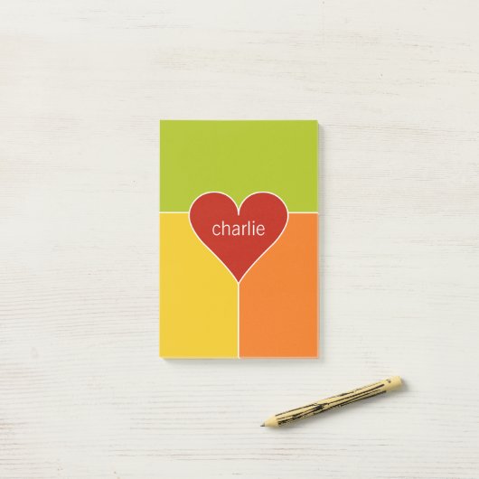 Aangepaste monogram hartpatroon Post-it notities Post-it® Notes (Op bureau)