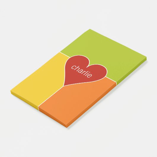 Aangepaste monogram hartpatroon Post-it notities Post-it® Notes (Schuin)