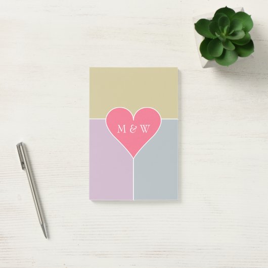 Aangepaste monogram hartpatroon Post-it notities Post-it® Notes (Kantoor)