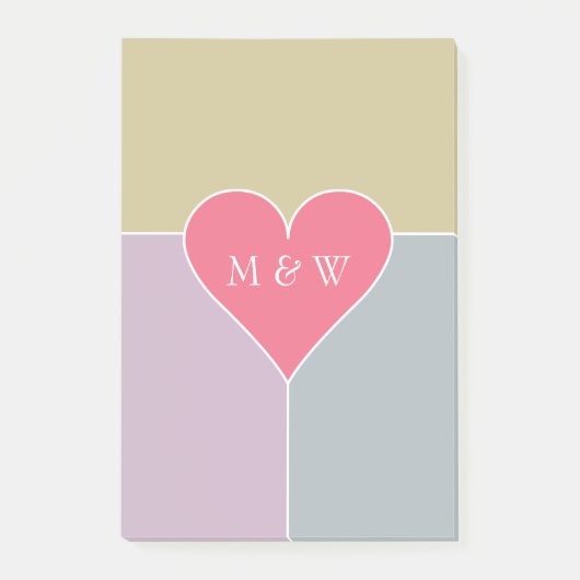 Aangepaste monogram hartpatroon Post-it notities Post-it® Notes (Voorkant)