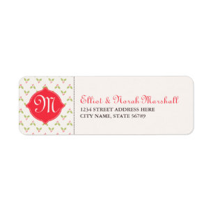 Aangepaste Monogram Holly Adresetiketten Etiket