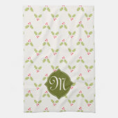 Aangepaste monogram Holly-kerstkeuken Theedoek (Verticaal)