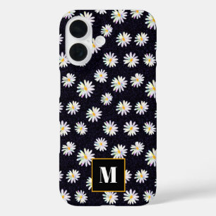 Aangepaste Monogram Holografische Glitter Daisy Fl iPhone 16 Hoesje