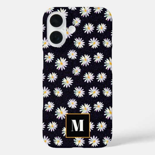 Aangepaste Monogram Holografische Glitter Daisy Fl Case-Mate iPhone Case (Achterkant)