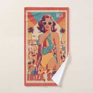 Aangepaste Monogram Ibiza, Spanje Reisposter Handdoek