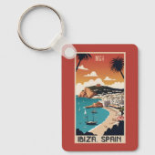 Aangepaste Monogram Ibiza, Spanje Reisposter Sleutelhanger (Voorkant)