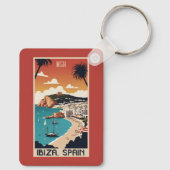 Aangepaste Monogram Ibiza, Spanje Reisposter Sleutelhanger (Achterkant)