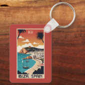 Aangepaste Monogram Ibiza, Spanje Reisposter Sleutelhanger (Achterkant)