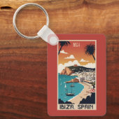 Aangepaste Monogram Ibiza, Spanje Reisposter Sleutelhanger (Voorkant)