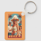 Aangepaste Monogram Ibiza, Spanje Reisposter Sleutelhanger (Achterkant)