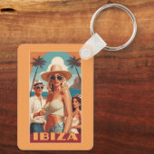 Aangepaste Monogram Ibiza, Spanje Reisposter Sleutelhanger (Achterkant)