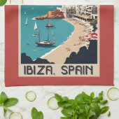 Aangepaste Monogram Ibiza, Spanje Reisposter Theedoek (Gevouwen)