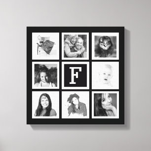 Aangepaste monogram Indexfoto's Collage Canvas Afdruk
