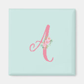 Aangepaste monogram Initiaal Floral Magneet (Voorkant)