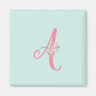 Aangepaste monogram Initiaal Floral Magneet