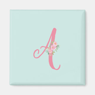 Aangepaste monogram Initiaal Floral Magneet