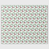 Aangepaste Monogram Initiaal Kerst Groen krans Cadeaupapier (Vlak)