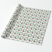 Aangepaste Monogram Initiaal Kerst Groen krans Cadeaupapier (Uitgerold)