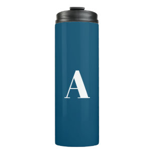 Aangepaste monogram initiaal letter blauwgroen bla thermosbeker