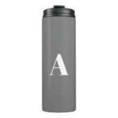 Aangepaste monogram initiaal letter grijs wit thermosbeker (Voorkant)