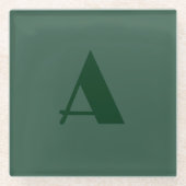 Aangepaste Monogram Initiaal Letter Plain Green Re Glazen Onderzetter (Voorkant)