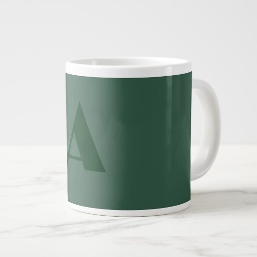 Aangepaste Monogram Initiaal Letter Plain Green Re Grote Koffiekop (Voorkant rechts)