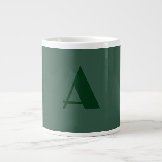 Aangepaste Monogram Initiaal Letter Plain Green Re Grote Koffiekop (Voorkant)