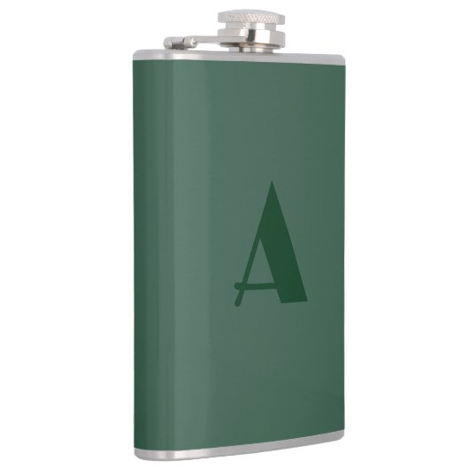 Aangepaste Monogram Initiaal Letter Plain Green Re Heupfles (Rechts)