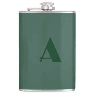 Aangepaste Monogram Initiaal Letter Plain Green Re Heupfles