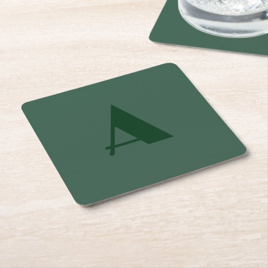 Aangepaste Monogram Initiaal Letter Plain Green Re Kartonnen Onderzetters (Schuin)