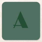 Aangepaste Monogram Initiaal Letter Plain Green Re Kartonnen Onderzetters (Voorkant)