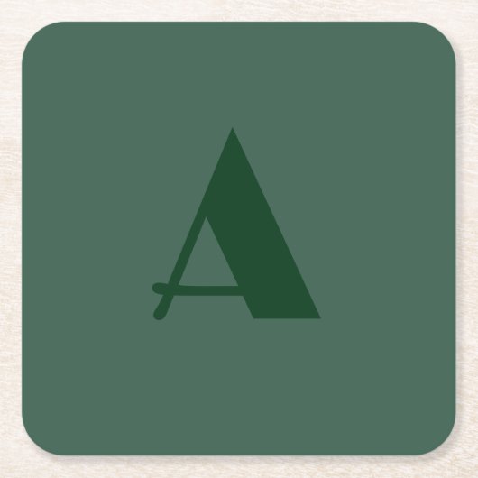 Aangepaste Monogram Initiaal Letter Plain Green Re Kartonnen Onderzetters (Voorkant)
