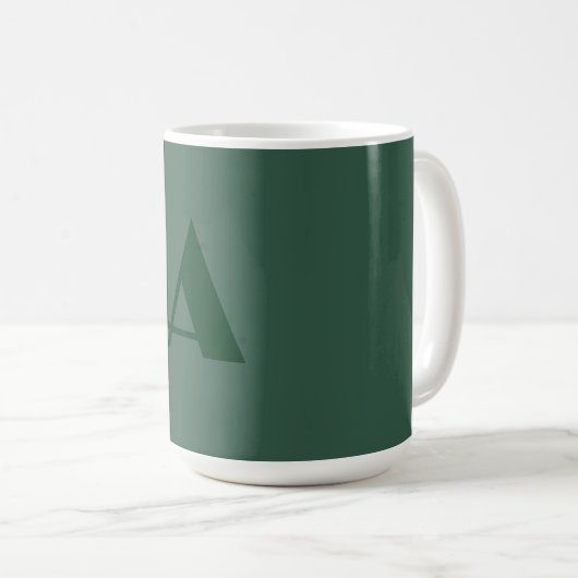 Aangepaste Monogram Initiaal Letter Plain Green Re Koffiemok (Voorkant rechts)