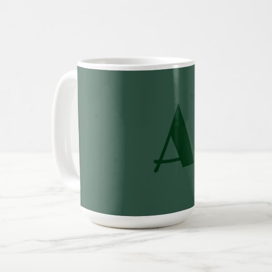 Aangepaste Monogram Initiaal Letter Plain Green Re Koffiemok (Voorkant links)