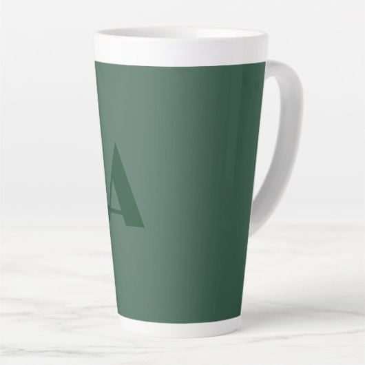 Aangepaste Monogram Initiaal Letter Plain Green Re Latte Mok (Rechterhoek)