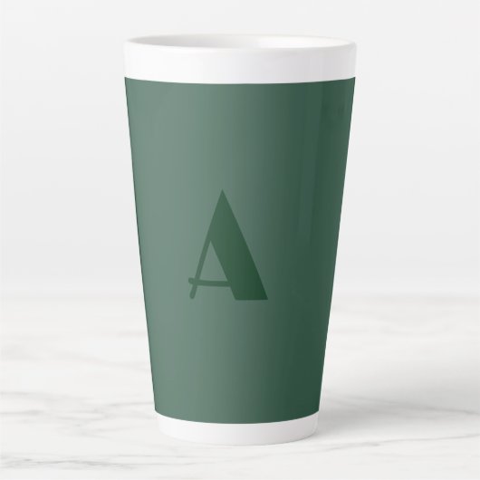 Aangepaste Monogram Initiaal Letter Plain Green Re Latte Mok (Voorkant)