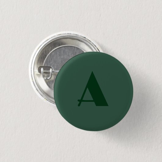 Aangepaste Monogram Initiaal Letter Plain Green Re Ronde Button 3,2 Cm (Voorkant /achterkant)