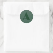 Aangepaste Monogram Initiaal Letter Plain Green Re Ronde Sticker (Tas)