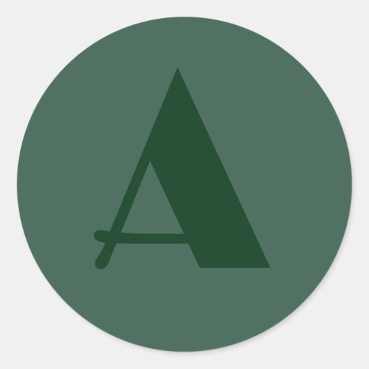 Aangepaste Monogram Initiaal Letter Plain Green Re Ronde Sticker (Voorkant)