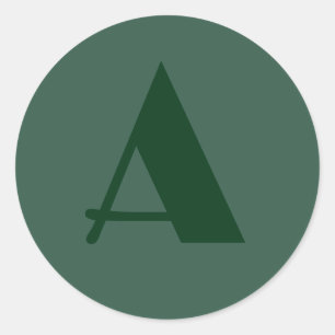 Aangepaste Monogram Initiaal Letter Plain Green Re Ronde Sticker