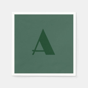Aangepaste Monogram Initiaal Letter Plain Green Re Servet