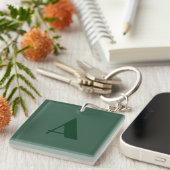 Aangepaste Monogram Initiaal Letter Plain Green Re Sleutelhanger (Voorkant Rechts)