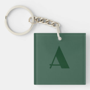 Aangepaste Monogram Initiaal Letter Plain Green Re Sleutelhanger