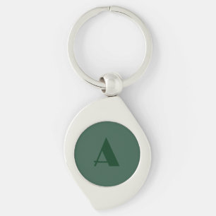 Aangepaste Monogram Initiaal Letter Plain Green Re Sleutelhanger