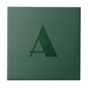 Aangepaste Monogram Initiaal Letter Plain Green Re Tegeltje