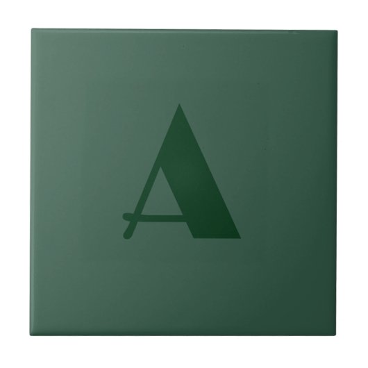 Aangepaste Monogram Initiaal Letter Plain Green Re Tegeltje (Voorkant)