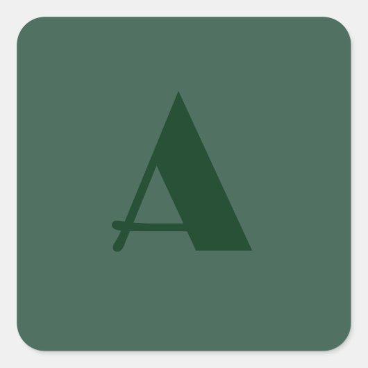 Aangepaste Monogram Initiaal Letter Plain Green Re Vierkante Sticker (Voorkant)