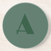 Aangepaste Monogram Initiaal Letter Plain Green Re Zandsteen Onderzetter (Voorkant)